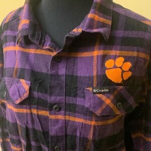 Clemson Tiger Mens Columbia button up shirt flare gun fannel size M